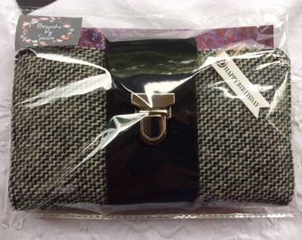Large Black & White Harris Tweed Purse