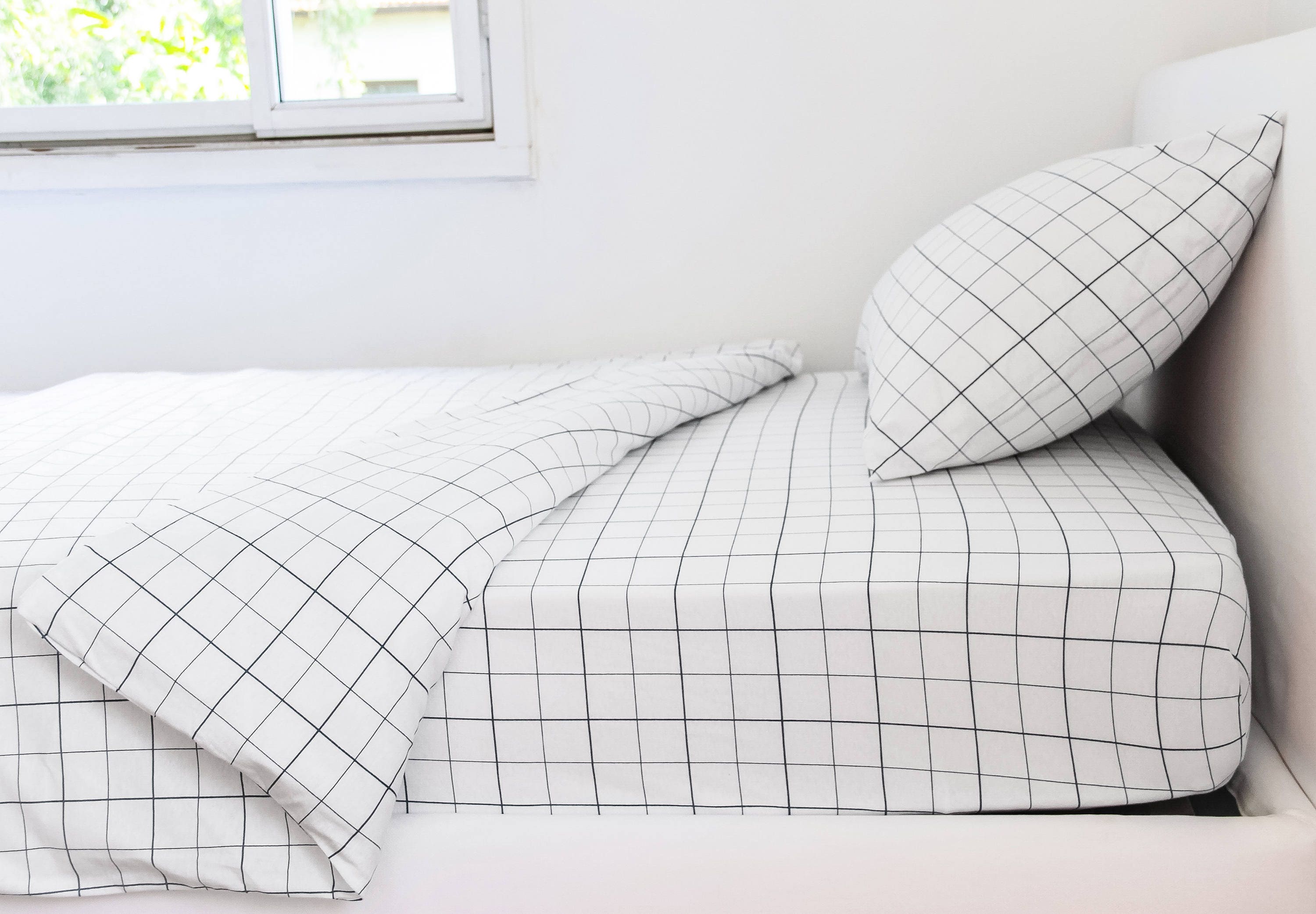 Grid Duvet Cover Twin Bedding Set Boy Duvet Cover Black