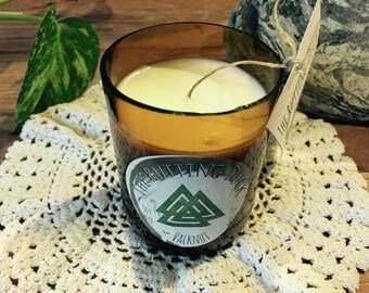 Valknut - Handmade Soy Wax Beer Bottle Candle