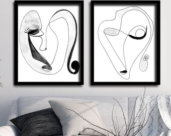Printable Art Abstract Line Art Abstract Faces Line Art Drawing Abstract Portrait Simple Line Drawing Line Artwork Modern Minimalist Art