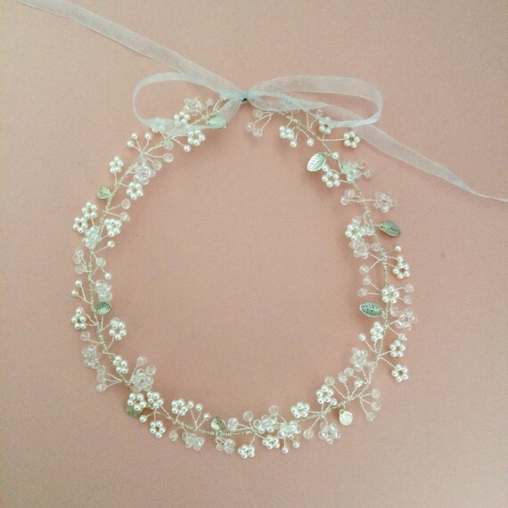 Bridal Hair Vine Headpiece Silver Leaf