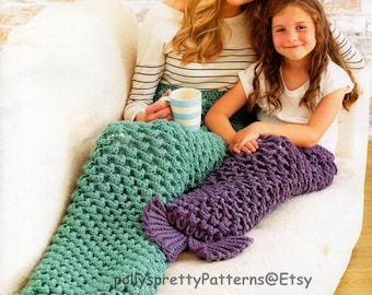 PDF Crochet Pattern - Mermaid/Fish Tail/Fish Throws or Snuggle Blankets - Childrens sizes to Adults - Instant Download