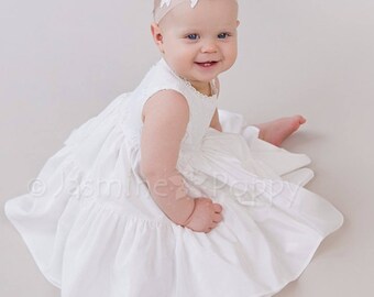 Silk christening gown, baptism dress, flower girl dress,baptism gown, princess style baby dress, ivory baby dress, robe baptème