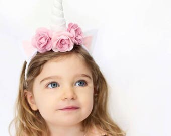 Unicorn headband, baby Unicorn headband, pink unicorn headband, unicorn party, unicorn birthday, unicorn felt flower headband