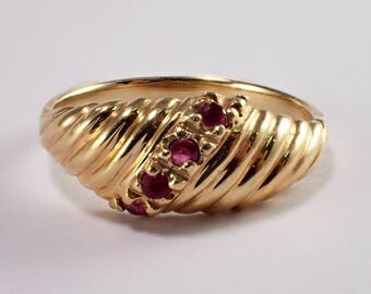 14k Yellow Gold Ruby Dome Ring