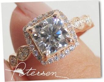 1.5 ct. Art Deco Engagement Ring - Art Deco Ring Vintage Inspired Ring - Promise Ring - Antique Style Cushion Cut Ring - Milgrain - gold cz