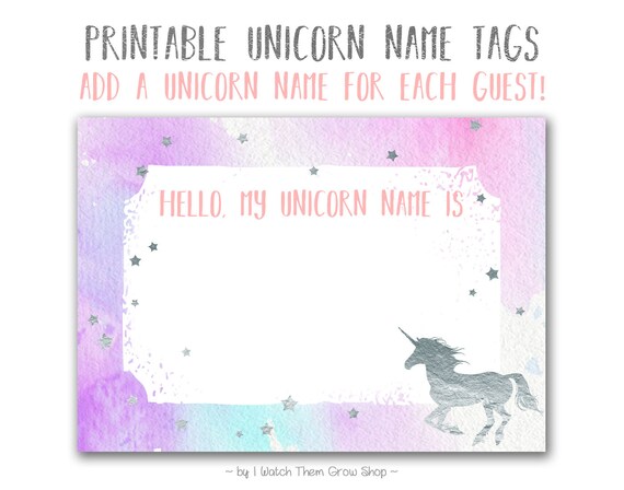 silver unicorn name tags printable unicorn name stickers