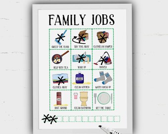 Chore Chart, Kids jobs planner, weekly tasks, helpful children, kids jobs, reward chart, family chores, Helping Mum, Pictures, Communication