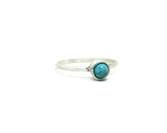Dainty Sterling Silver Turquoise Ring, Turquoise Stacking Ring, December's Birthstone Ring, Unique Birthday Gift, US Size 9.5 Turquoise Ring