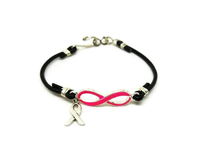 Pink Ribbon Bracelet, Breast Cancer Awareness Bracelet, Pink Ribbon Jewelry, Breast Cancer Jewelry, Hope Awareness, Pink Infinity Bracelet