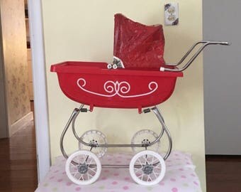 dolls pram red