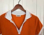 Vintage Orange and White 70s Ringer Dress