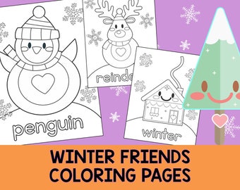 Winter coloring page | Etsy