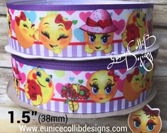 1.5" Emoji grosgrain ribbon