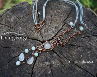 Women's necklace, wire wrap pendant, wire wrap, wire wrapped jewelry, wire wrapped pendant, wire pendant, copper jewelry, copper pendant
