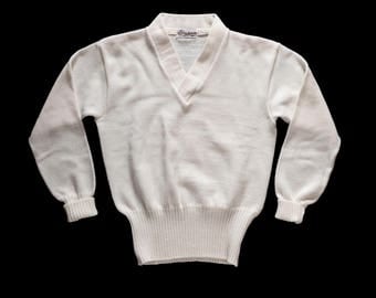 1950s White V Nevk Pullover Sweater