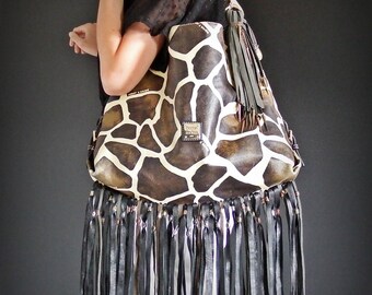 Edgy Dooney and Bourke Hobo Bag with Boho Fringe and Beads