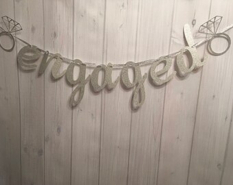 Engaged banner, engaged banner with diamond rings