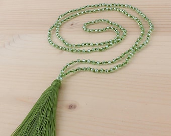 Bohemian Style Tassel Necklace Olive Green