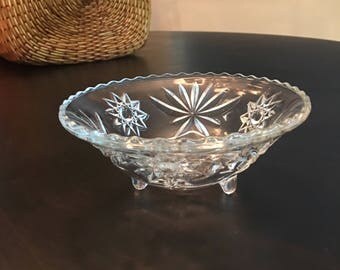 Vintage Clear Glass Star of David Serving Dish