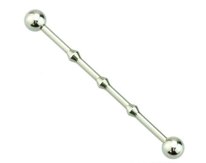 IP Plated 316L Surgical Steel Industrial Barbell Medium Diameter with 3 Knot