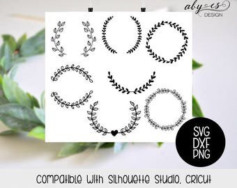 Leaf wreath SVG File, Leaves, Crown, laurel wreaths, clipart, cut files, Silhouette, Cricut, PNG, frames, ornaments, elements