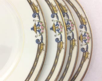 Vintage 1920's Noritake Amiston Design 8 Piece China Set 4 Dinner Plates 4 Salad Plates Japan