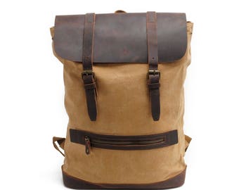 Leather Backpack, Laptop Backpack, Waxed Canvas Backpack, Leather Backpack Man, Leather Satchel Backpack, Personalised Backpack, Laptop Bag