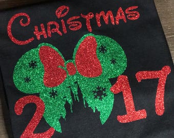 Disney Shirt, Santa, Mickey Mouse, Christmas, Very Merry Christmas, Glitter, Sparkle, Trip, Vacation, Kids, Mens, Ladies, Women's Plus Size