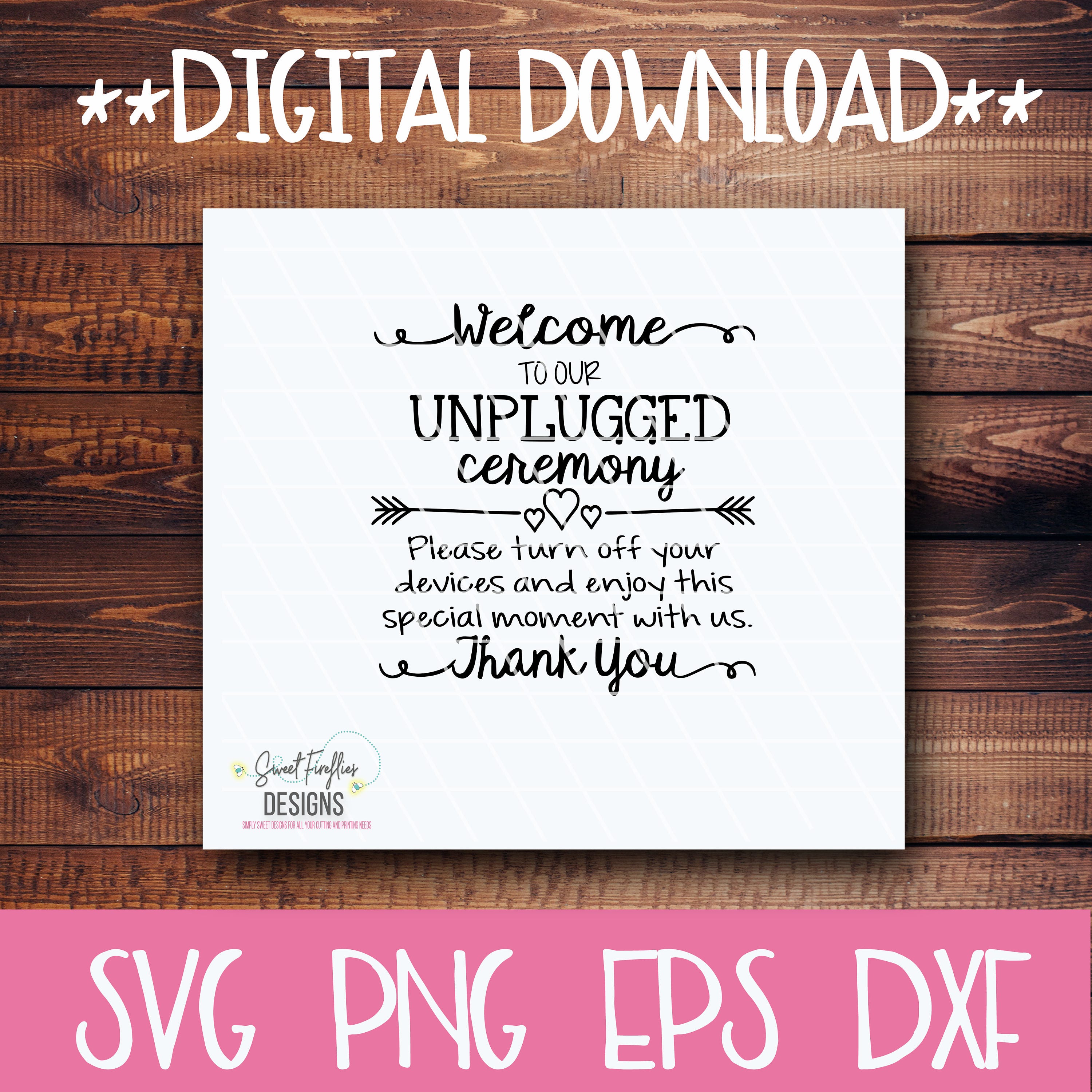 Download Wedding SVG PDF eps DFX. Unplugged Ceremony Sign for