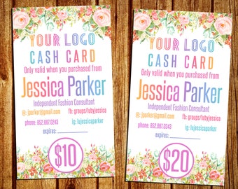 Cash Card - Home Office Approved - Business Card - Fashion Consultant/Retailer Cash Card - Personalized - Business Card Size - 3,5x2