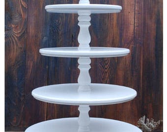 5-tiered white wedding cake stand