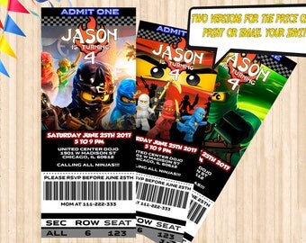 Lego Ninjago Birthday Invitation (DIGITAL), Lego Movie Party Invitation, Lego Invite Cards, Digital File Printable or Printed Invitation