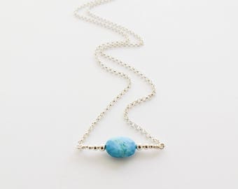 Boho Necklace, Turquoise Necklace, Blue Necklace, Birthstone Necklace, Natural Turquoise, Layering Necklace, Bar Necklace, Birthday Gift