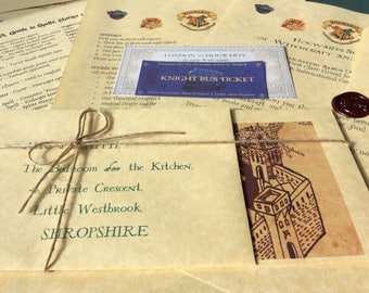 Personalised Acceptance Letter with Travel Tickets, Beautiful Free Necklace and Map