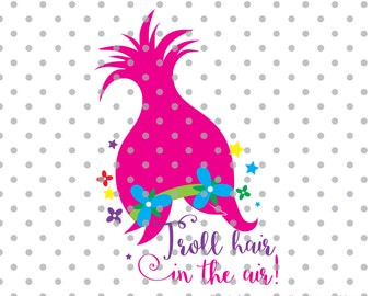 Troll svg, troll hair svg, girl svg, cute svg, SVG, Cricut Design Space, Silhouette Studio, Cut Files, sisters svg, flowers svg