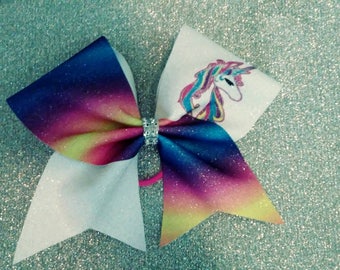 Unicorn cheer bow magical rainbow funny saying glitter sparkle