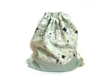 draw string bag child backback circus mint