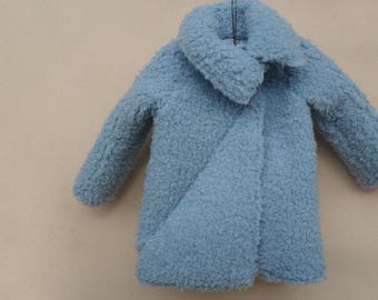 Coat faux fur girl blue lamb