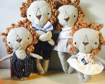 Doll lion stuffed animal toy baby and child
