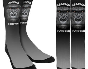 RIP Harambe Legend Forever Crew Socks - RIP Harambe Socks - Unique Socks - Novelty Socks - 100% Comfort - FREE Shipping