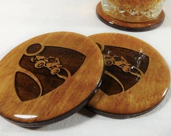 Rocket League Coasters - Premium RL Gamer Themed Barware - Unique Designs - Premium Laser Engraved, Light Stained 3.5” Bar Drink Coaster