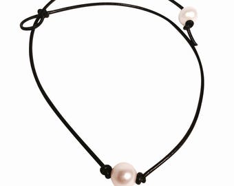 Pearl Necklace Leather Leather Pearl Necklace