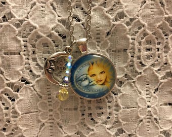 Sun and Moon Celestial Charm Necklace/Celestial Charm Necklace/Sun and Moon Jewelry/Sun and Moon Pendant/Celestial Jewelry/