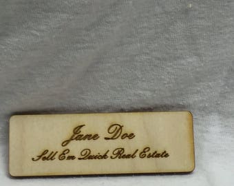 Custom Magnetic Name Tag - Custom Laser Engraved Wooden Magnetic Name Tag - Great for Professionals