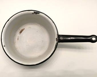 Enamelware Small Pan / Enamelware / White Enamelware / Vintage Pan / Farmhouse Pan