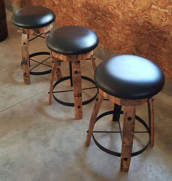 Whiskey Barrel Stave Bar Stools with Swivel Seats