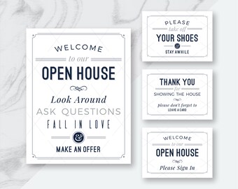 BEST DEAL! Real Estate Welcome to Our Open House Printables, Welcome to Open House & Please Sign In, Please Remove Your Shoes, 24 PDFs