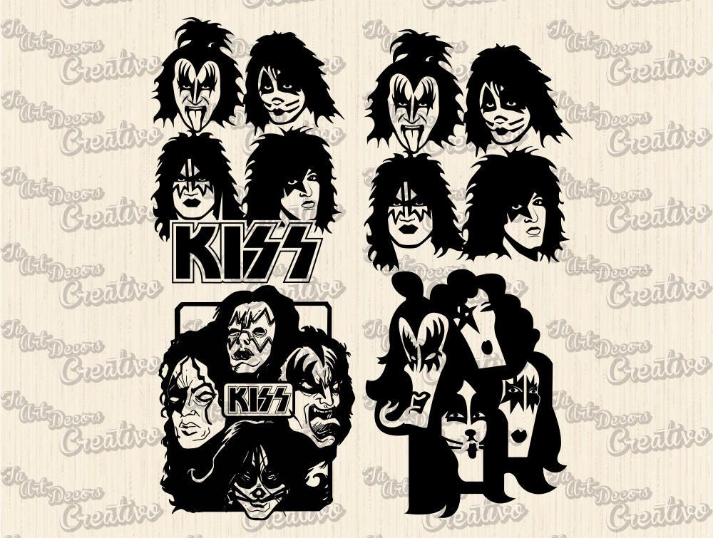 Kiss Rock Band Vector Svg Dxf Vector Cut Design Download Digital