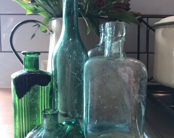 Bundle of Vintage Glass Bottles